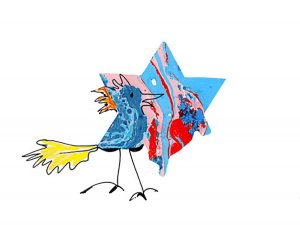 A bird carrying a star (Print by Katharina N. Eitel)